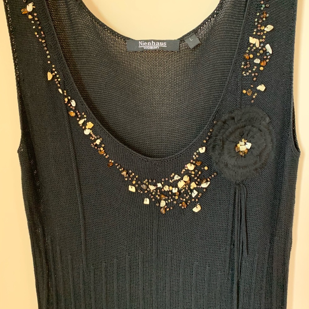 Nienhaus Woman Black Knit Top with Embellishments